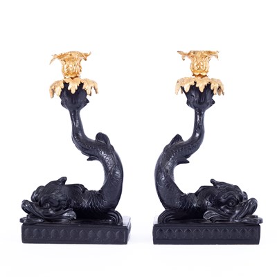 Lot 815 - A pair of decorative resin candlesticks