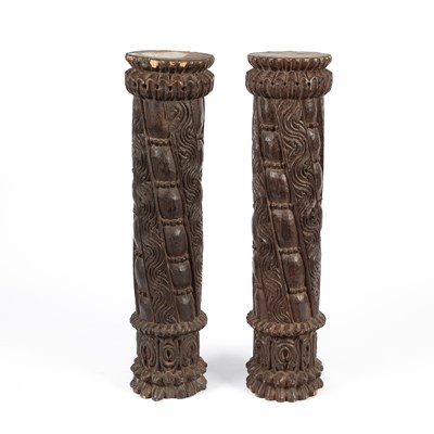 Lot 817 - A pair of Indian carved wooden columns