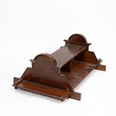 Lot 29 - A W. H. Smith branded table top newspaper or magazine oak display stand