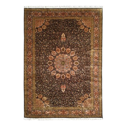 Lot 960 - A silk on silk carpet of Ardabil design