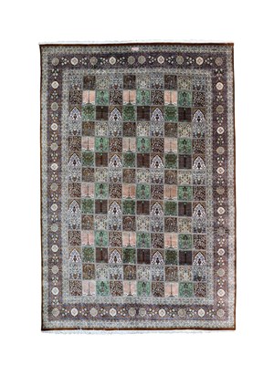 Lot 996 - A silk Qum carpet of Garden design
