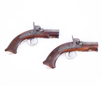 Lot 1278 - A pair of Irish percussion travelling pistols