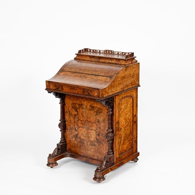 Lot 883 - A Victorian burr walnut Davenport