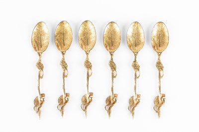 Lot 145 - A set of six 18th Century style cast gilt-metal teaspoons
