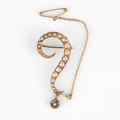 Lot 244 - A seed pearl and diamond brooch