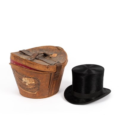 Lot 296 - A black silk top hat