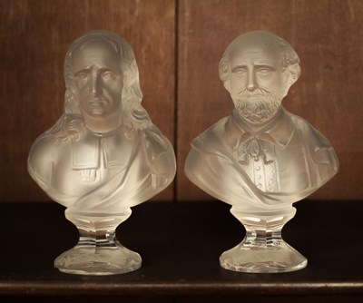 Lot 1219 - Two moulded glass portrait busts depicting Milton and Shakespeare
