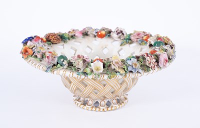 Lot 1206 - A Bloor Derby flower encrusted pierced basket