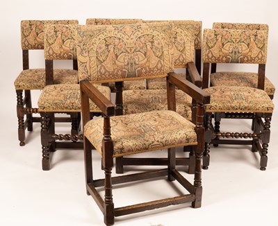 Lot 903 - A matched set of ten 17th Century and later dining chairs