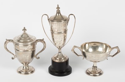 Lot 17 - Three twin-handled silver trophy cups