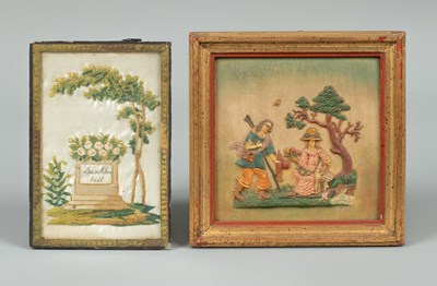Lot 1261 - A framed silk embroidery