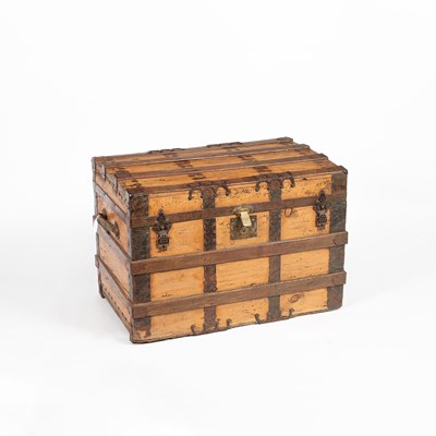 Lot 946 - A metal bound wooden trunk