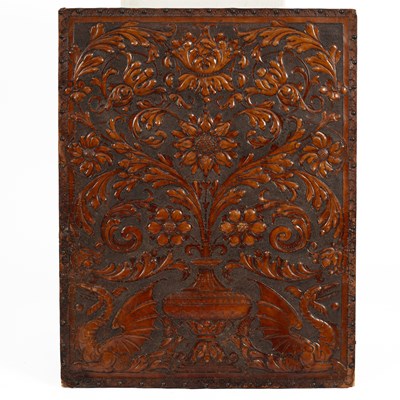 Lot 1273 - A Spanish tooled leather panel