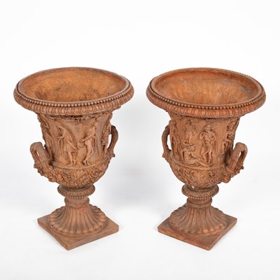 Lot 848 - A pair of terracotta urns
