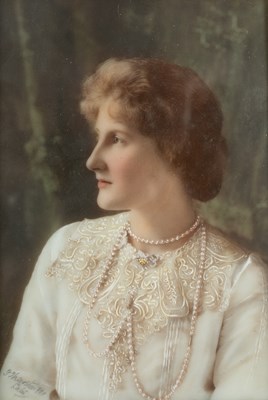 Lot 1284 - A hand coloured photograph on glass