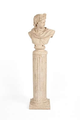 Lot 1033 - A fiberglass plaster effect bust of Apollo