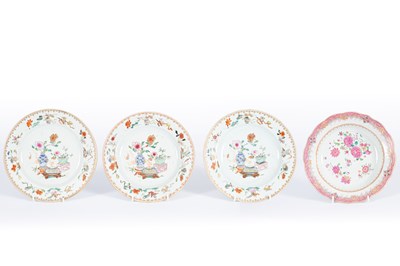 Lot 187 - Three Chinese famille rose plates