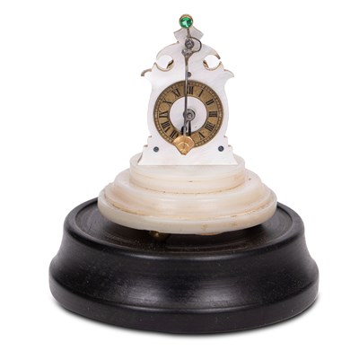 Lot 654 - A miniature Austrian mother-of-pearl Zappler timepiece