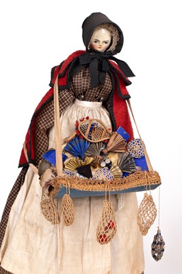 Lot 635 - A fine pair of large Grodnertal pedlar dolls