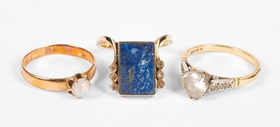 Lot 1 - Three yellow gold gem set dress rings