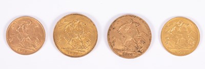 Lot 13 - Two gold full sovereigns and two half sovereigns