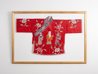 Lot 586 - A Chinese red embroidered children's jacket