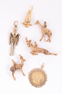 Lot 13 - Six 9ct gold charms