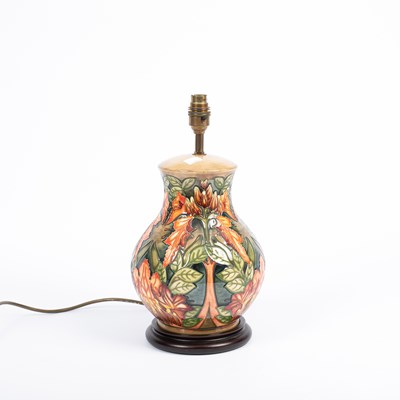 Lot 190 - A Moorcroft Flame of the Forest pattern table lamp