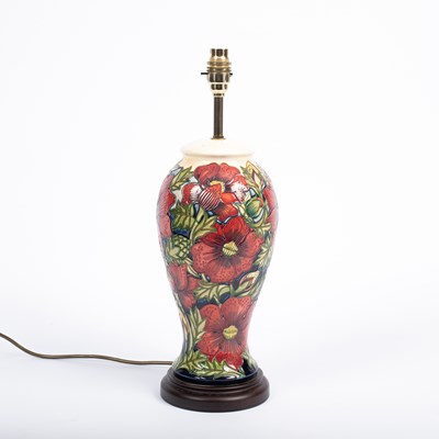Lot 192 - A Moorcroft Pheasants Eye pattern table lamp