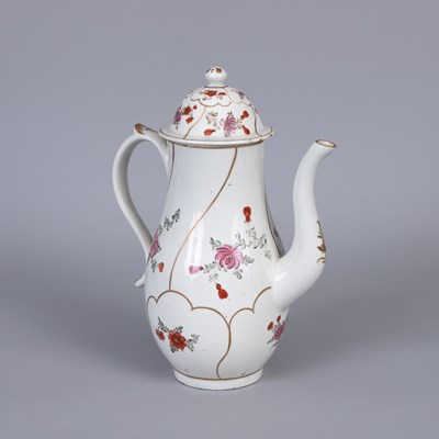 Lot 767 - A Lowestoft baluster coffee-pot and cover in the Jodrell pattern
