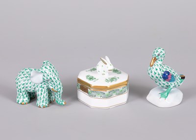 Lot 170 - A Herend green scale small duck