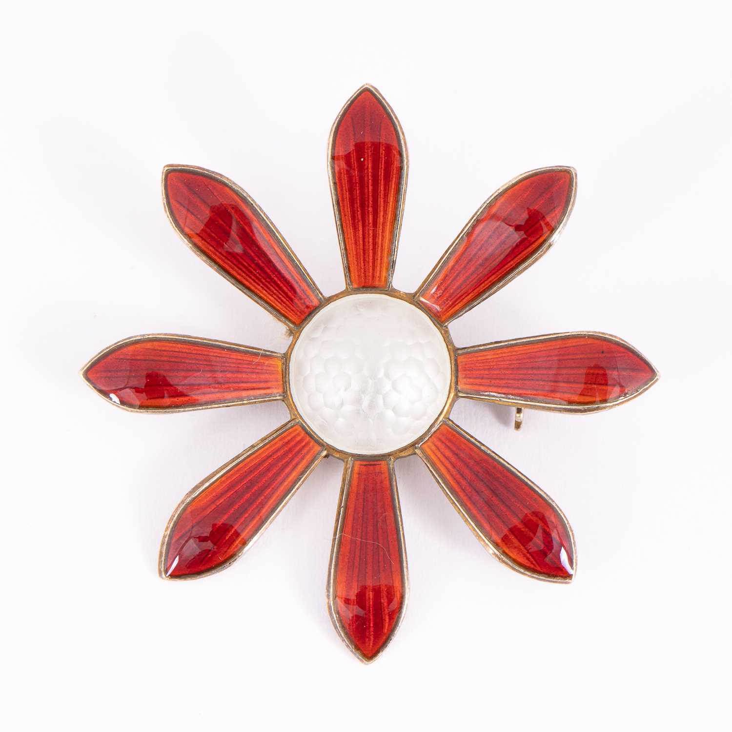 Lot 24 - A Norwegian silver and enamel flower brooch