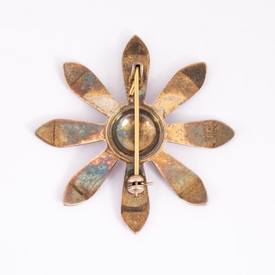Lot 24 - A Norwegian silver and enamel flower brooch