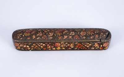 Lot 615 - A papier-mâché lacquered pen case [Qalamdan]