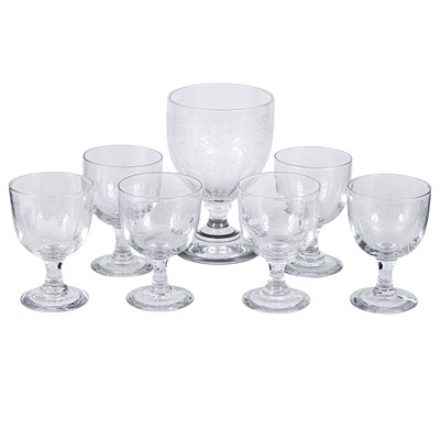 Lot 201 - A set of six clear glass goblets