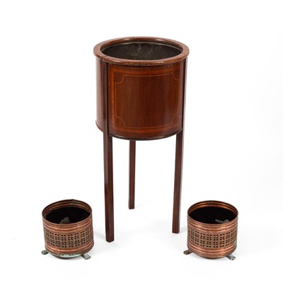 Lot 371 - An Edwardian mahogany inlaid jardinière
