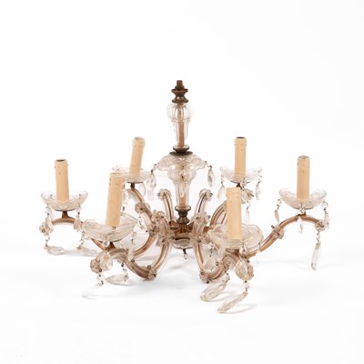 Lot 260 - A glass six light chandelier