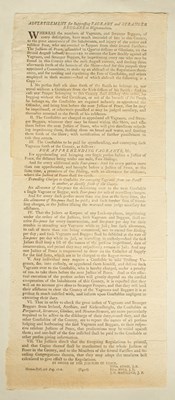 Lot 503 - [Criminal Broadside] Advertisement for Suppressing Vagrant and Stranger Beggars in Wigtownshire