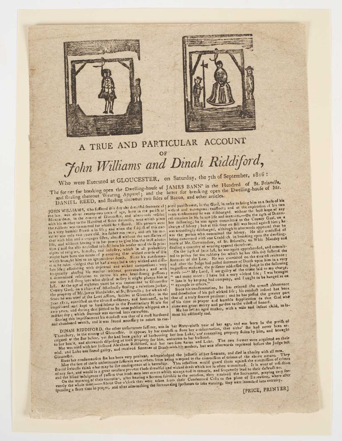 Lot 505 - [Criminal Broadside, Hanging and Execution]