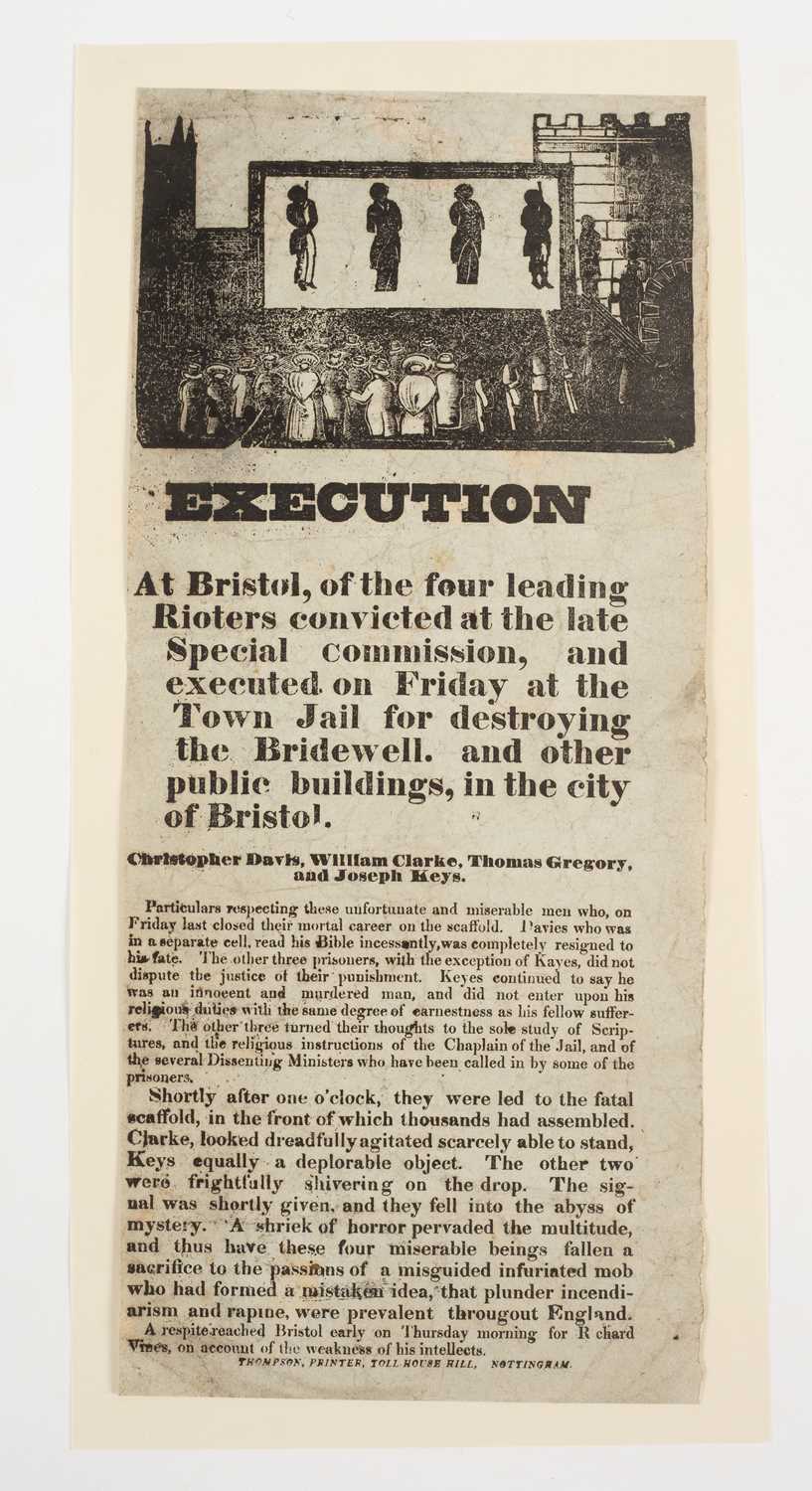 Lot 506 - [Bristol Riots 1831, Criminal Broadside, Capital Punishment, Hanging]