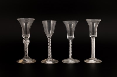 Lot 843 - Four English air twist stem wine glasses