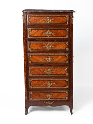 Lot 406 - A Louis XV style rosewood and gilt-metal mounted semainier