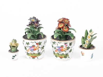 Lot 110 - A pair of late 19th Century trompe l'oeil porcelain flowerpots