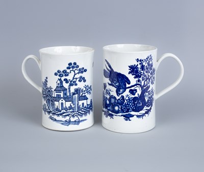 Lot 798 - Two Worcester blue and white large mugs