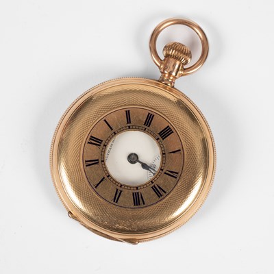 Lot 25 - A yellow gold half-hunter pocket watch