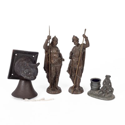 Lot 268 - A pair of French spelter knights