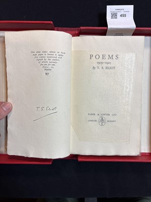 Lot 455 - Eliot (T. S.) Poems 1909-1925 [signed limited edition]