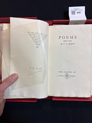 Lot 455 - Eliot (T. S.) Poems 1909-1925 [signed limited edition]