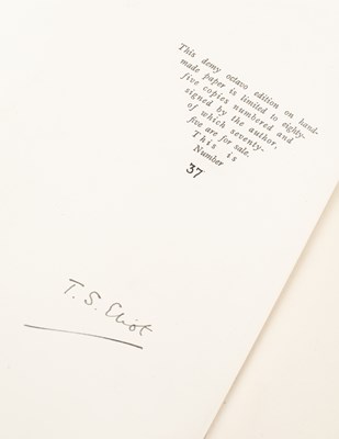 Lot 455 - Eliot (T. S.) Poems 1909-1925 [signed limited edition]