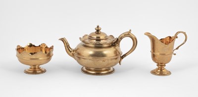 Lot 34 - A Victorian bachelors silver-gilt tea set